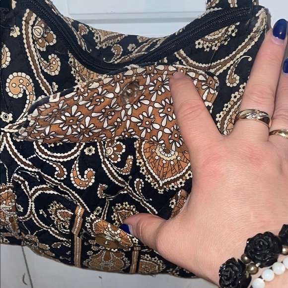 Vera Bradley Black and Gold Paisley Shoulder Bag - Picture 6 of 9